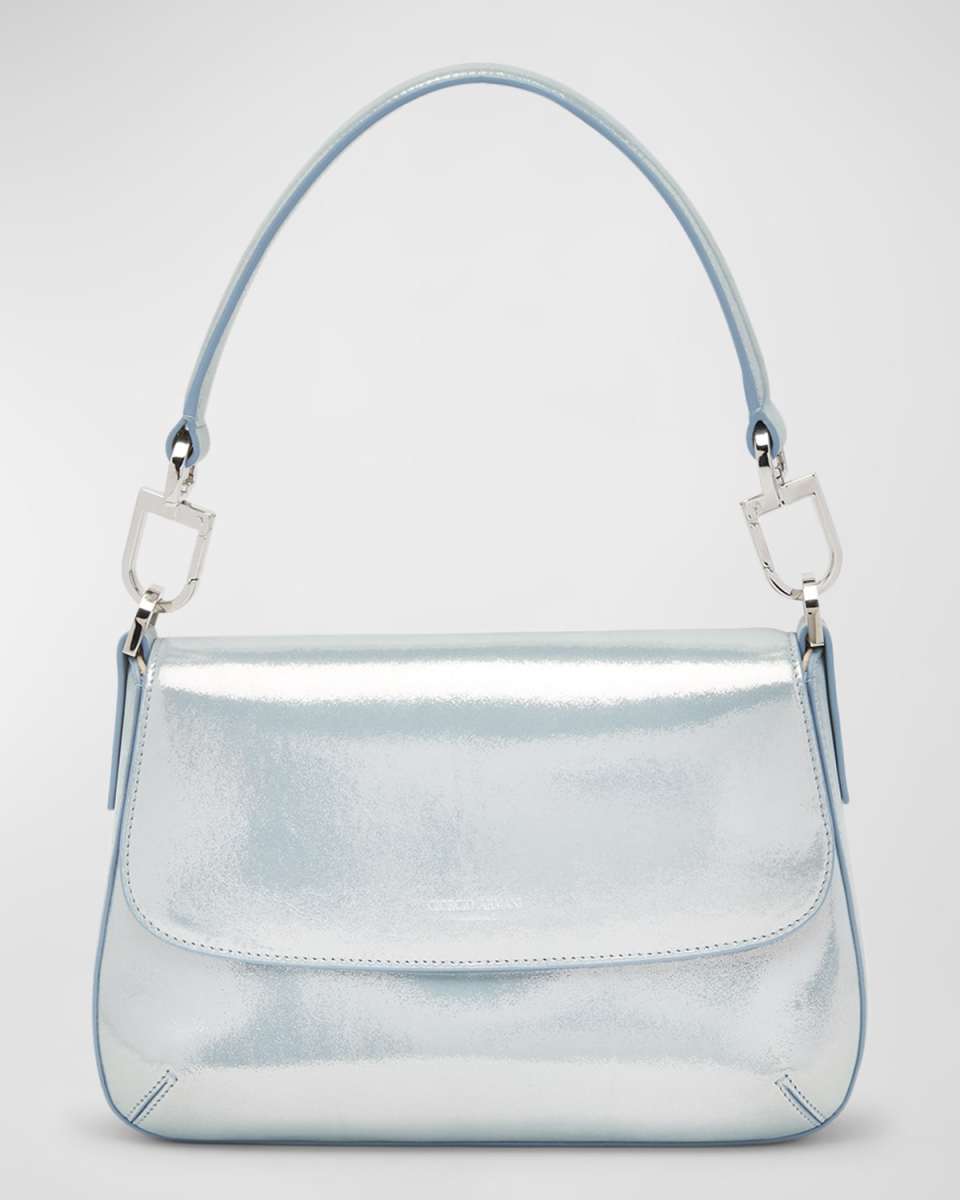 La Prima Metallic Suede Shoulder Bag